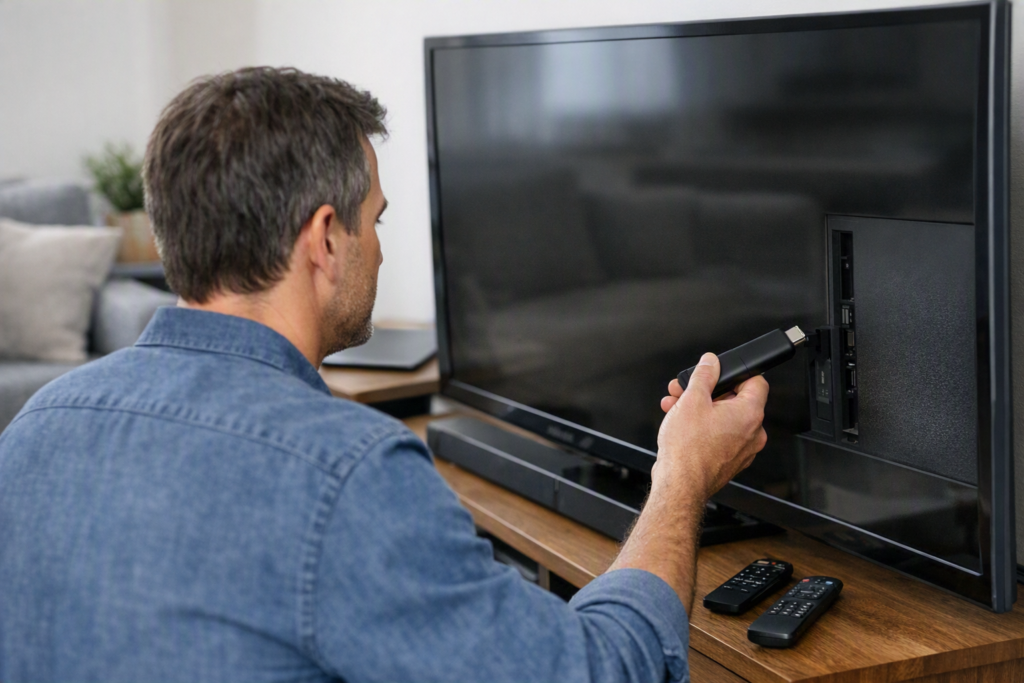 A man plans to install his new cheap streaming stick he got from a random guy not realising the stick is full of malware. 