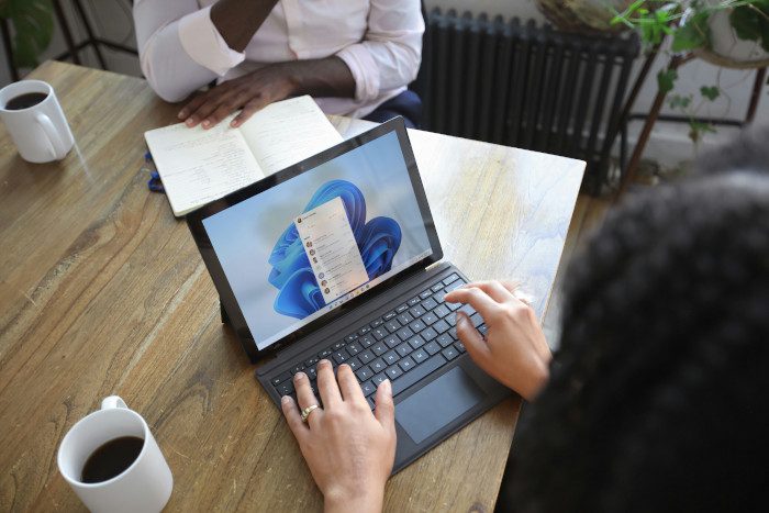 someone using a laptop